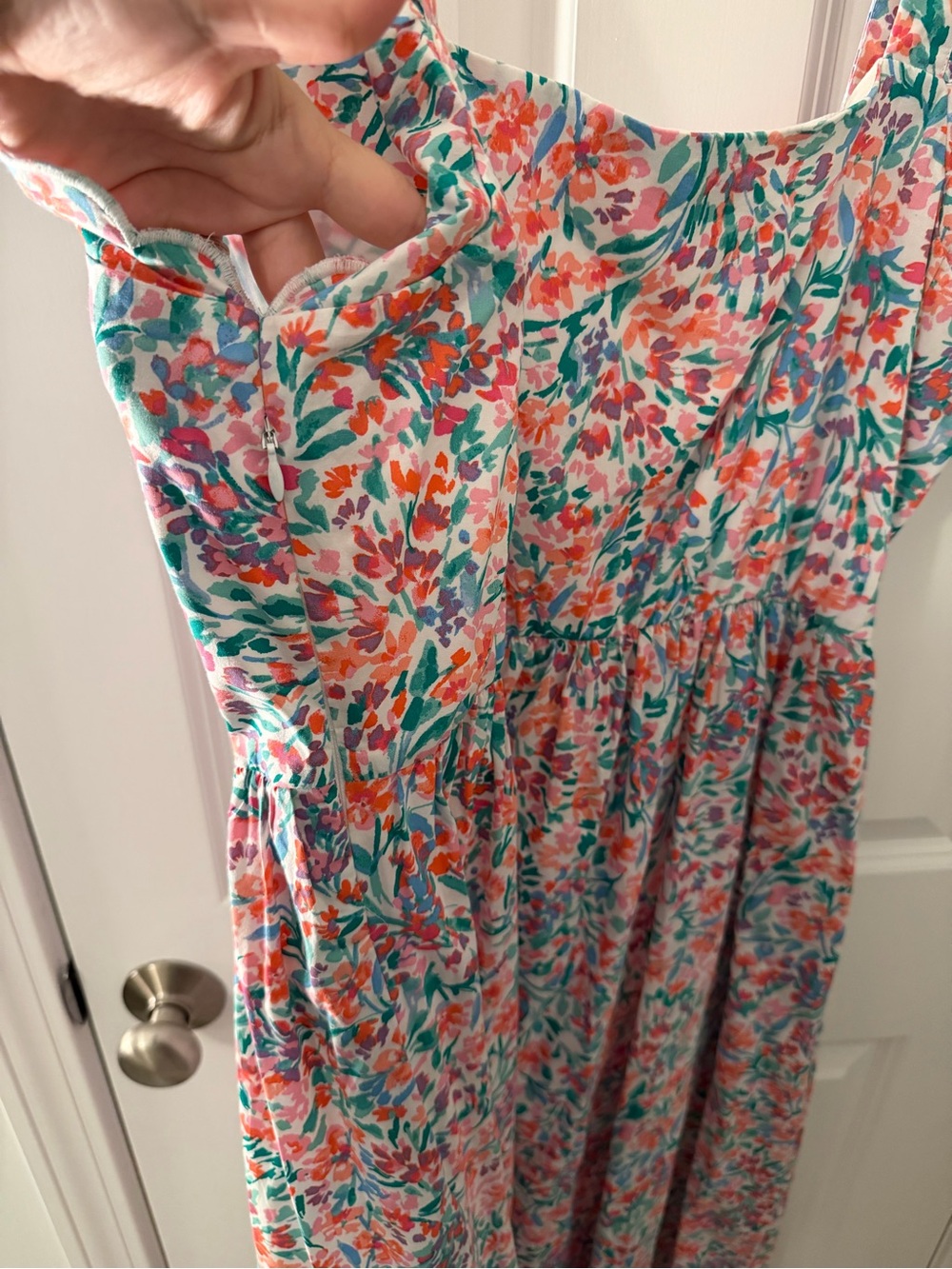 Floral Ruffle Strap Midi Dress in Coral - Picture 4 of 5